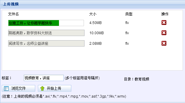 上傳視頻